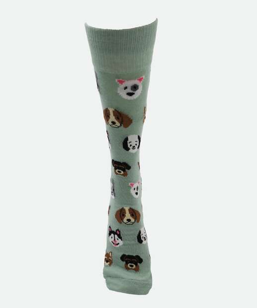 Meia Masculina Cano Longo Cachorros Marisa Verde