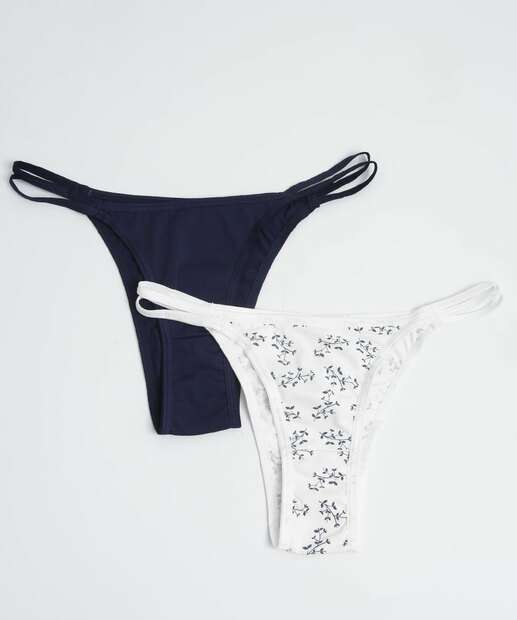 Kit 2 Calcinhas String Floral Microfibra Marisa