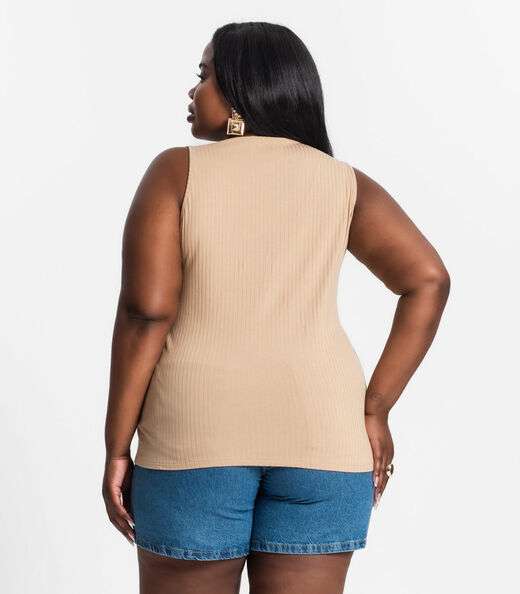 Regata Feminina Plus Size Secret Glam Marrom
