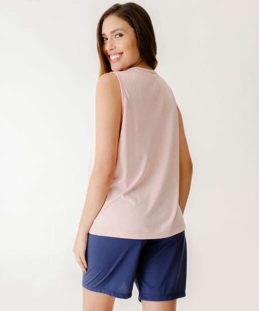 Pijama Feminino Bordado Marisa Rosa