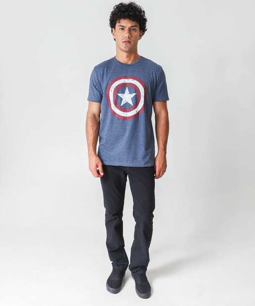 Camiseta Masculina Capitão América Manga Curta Marvel