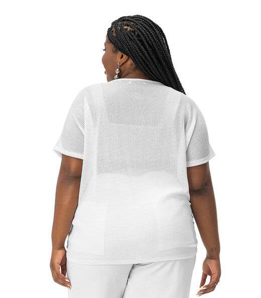 Blusa Plus Size Malha Screen Shiny Secret Glam Branco