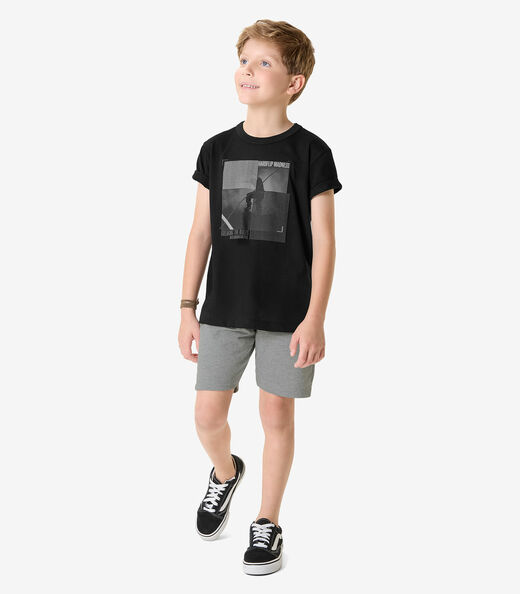 Conjunto Camiseta Com Bermuda Infantil Rovi Kids Preto