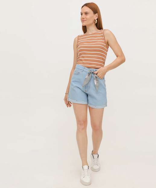 Image_Short Mom Jeans Feminino Lenço Azul