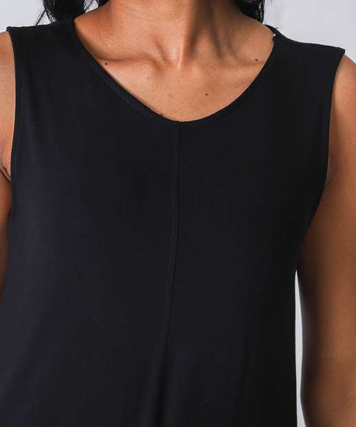 Vestido Midi Feminino Bolsos Marisa Preto