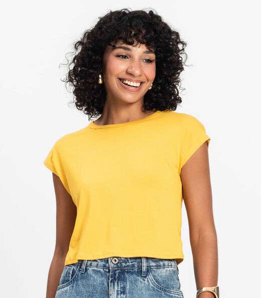 Blusa Básica Feminina Viscotorcion Rovitex Amarelo