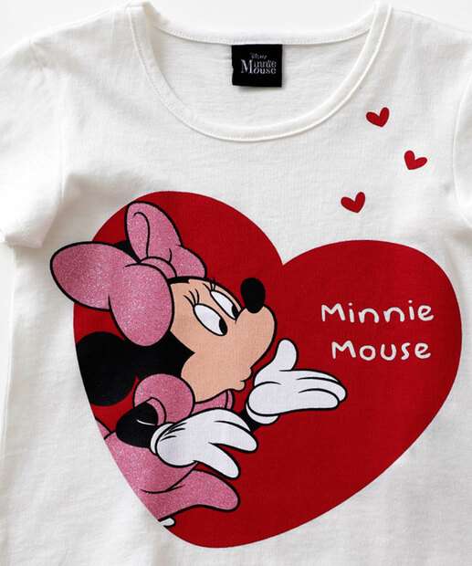 Blusa Infantil Estampa Coração Minnie Disney Tam 1 a 3