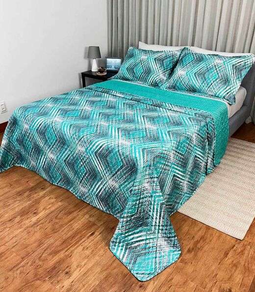 Cobreleito Casal Estampado Dupla Face Lepper Verde