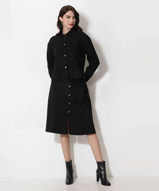 Camisa Feminina Suede Manga Longa Marisa