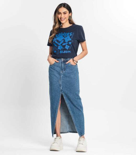Blusa T-Shirt Feminina Estampada Select Azul