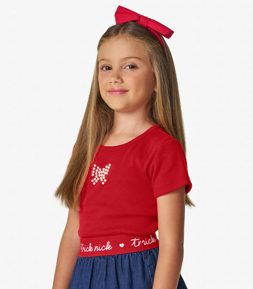 Blusa feminina infantil em Ribana 2x1 Trick Nick Vermelho
