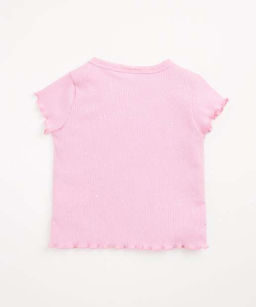 Blusa Infantil Canelada Brilho Manga Curta Marisa Tam 1 a 3
