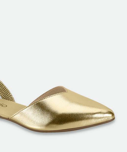 Sapatilha Feminina Slingback Bico Fino Beira Rio Dourado