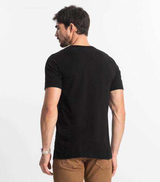 Camiseta Masculina Meia Malha Diametro Preto