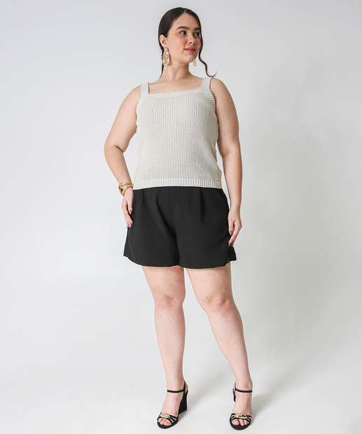 Blusa Regata Plus Size Tricô Marisa Bege