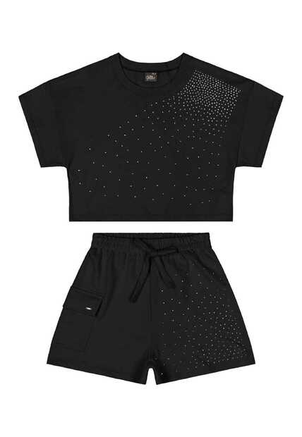 Conjunto com Blusa e Short com Strass Gloss