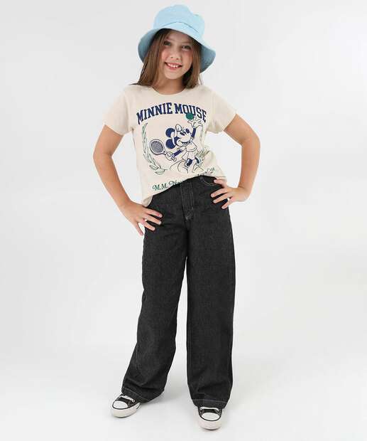 Camiseta Juvenil Minnie Disney Tam 10 a 16 Bege