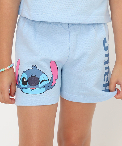 Conjunto Infantil Moletinho Stitch Tam 04 a 10 Azul
