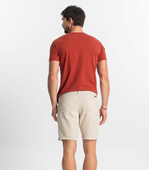 Bermuda Maculina Sarja Com Bolsos Shift Branco