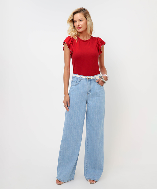 Blusa Feminina Canelada Picueta Marisa Vermelho