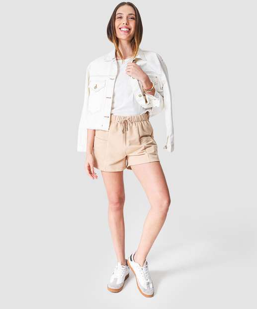 Image_Bermuda Feminina Moletom Cintura Alta Marisa Bege