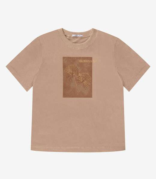 Blusa Manga Curta Feminina Plus Size Secret Glam Marrom