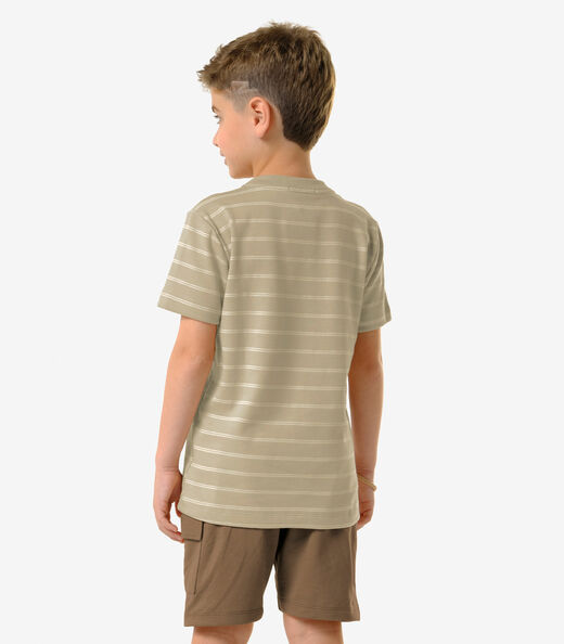 Conjunto Infantil Camiseta Com Bermuda Trick Nick Bege