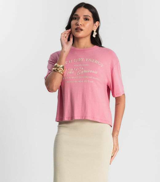 Blusa T- Shirt Feminina Rosa