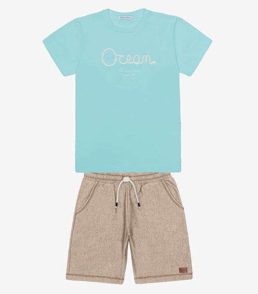 Conjunto Infantil Camiseta Com Bermuda Trick Nick Azul