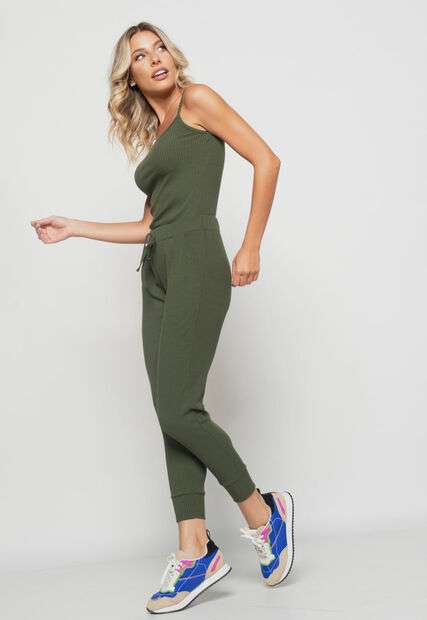 Regata  Alcinha Malha Canelada Verde