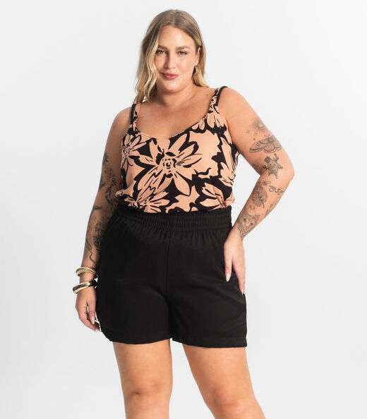 Image_Shorts Tecido Favo Plus Size Secret Glam Preto