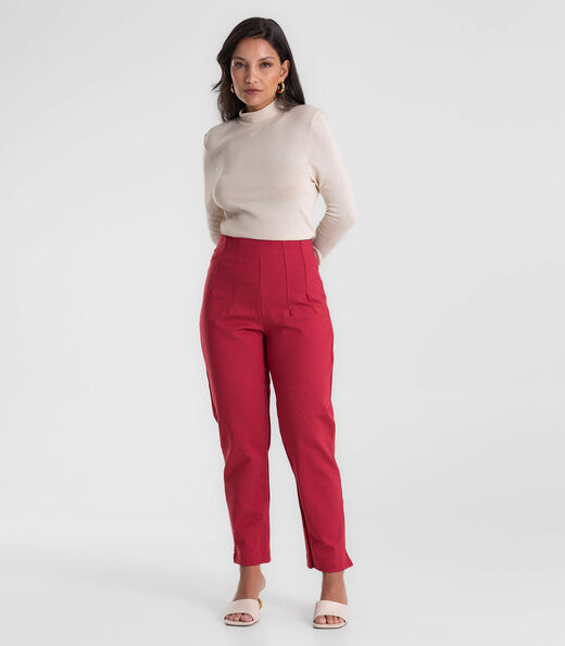 Calça Feminina Reta Ponto Roma Endless Vermelho