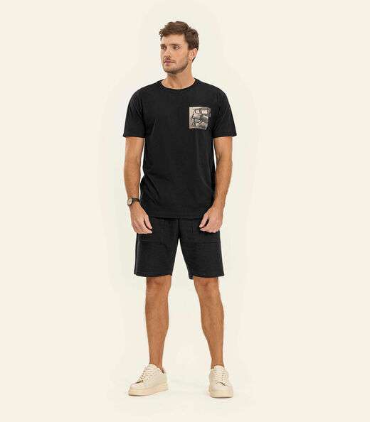 Camiseta Masculina Meia Malha Diametro Preto