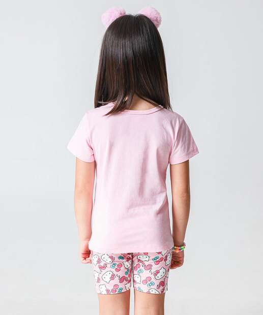 Conjunto Infantil Estampa Hello Kitty Tam 4 a 10 Rosa