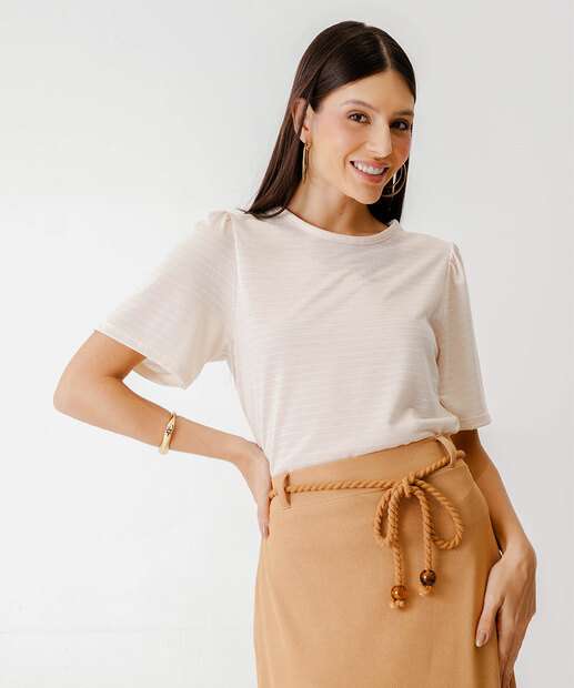 Blusa Feminina Textura Manga Curta Marisa