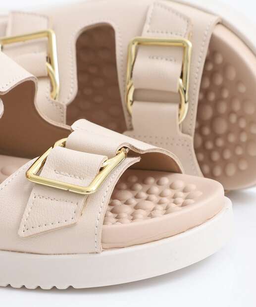 Sandália Flatform Feminina Fivela Modare Bege