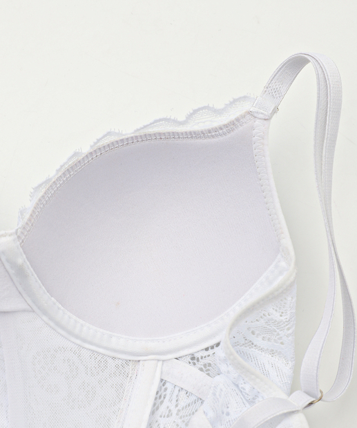 Espartilho Renda Com Bojo E Com Aro Sensual Branco