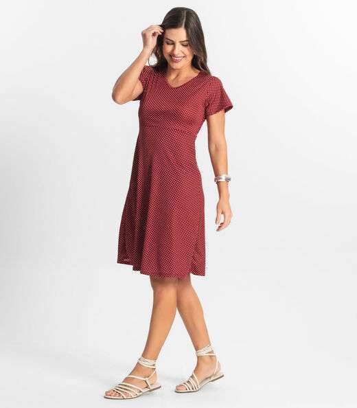 Vestido Feminino Evasê Estampado Select Vermelho