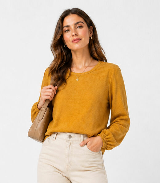 Image_Blusão Feminino Com Elástico No Punho Infinita Cor Amarelo