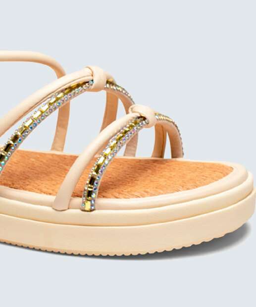 Sandália Flatform Feminina Tiras Pedraria Mississipi 