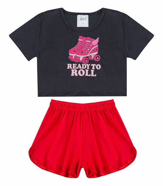 Conjunto Feminino Infantil Blusa E Short Select Preto
