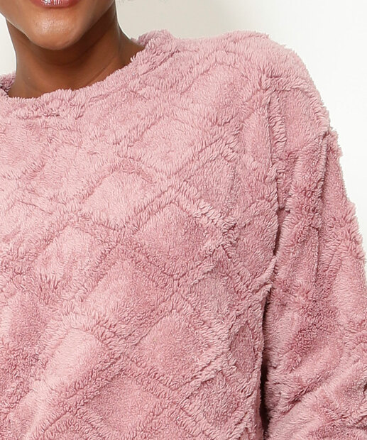 Pijama Feminino Fleece Manga Longa Marisa