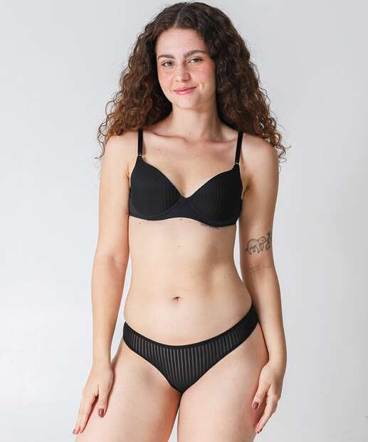 Sutiã Com Base E Com Bojo Canelado Marisa Preto