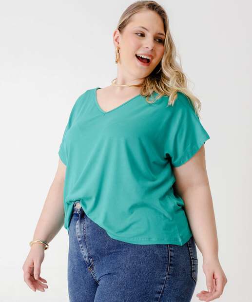 Blusa Plus Size Feminina Viscolycra Básica Marisa