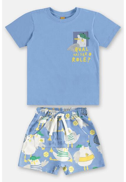 Conjunto Menino Camiseta e Short Três e Já
