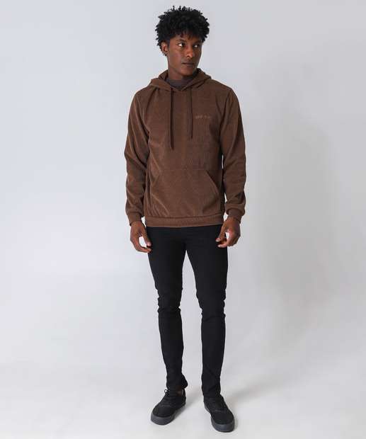 Blusão Masculino Moletom Canelado Marisa Marrom