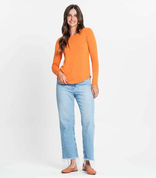 Blusa Feminina Manga Longa Rovitex Laranja