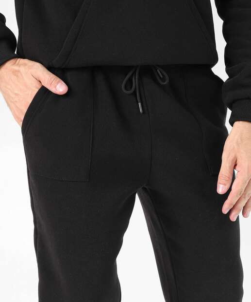 Calça Masculina Fitness Moletom Reta Bolsos MR Preto