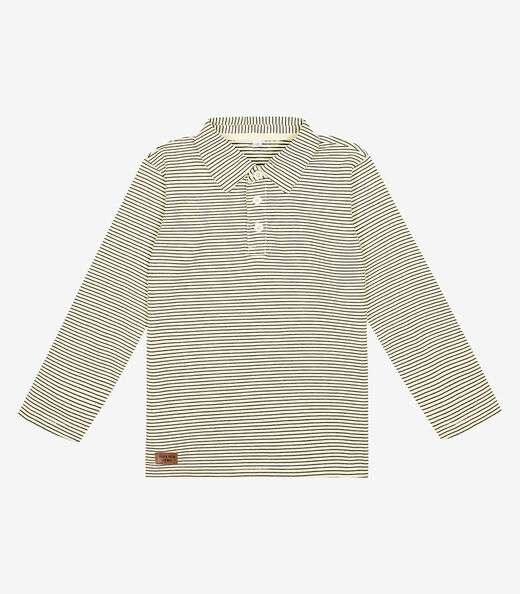 Camisa Listrada Infantil Manga Longa Trick Nick Bege