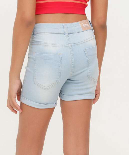 Short Juvenil Jeans Barra Dobrada Tam 10 a 16